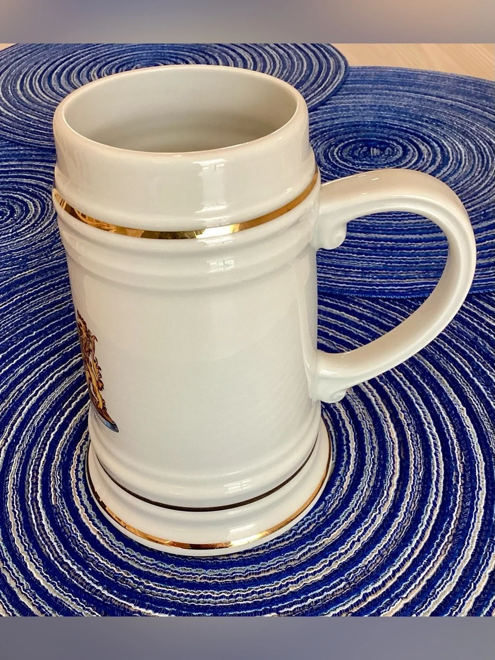 WF Lellenfeld 1994 Porcelain Beer Stein Bavaria Germany Coat of Arms Gold Edging